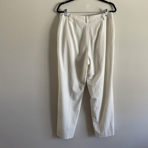 Bar III Women 8 Ivory High-Rise Button Fly Pleated Ankle Trouser Pants - Picture 6 of 10